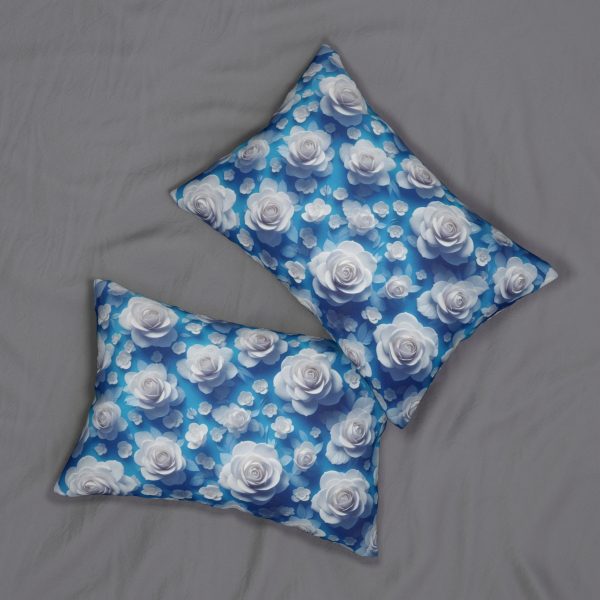 Floral Blue Lumbar Pillow, Decorative Couch Cushion, Cozy Home Accent - Image 2