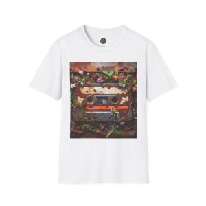 Retro Boombox T-Shirt, Vintage Music Tee, Floral Graphic Shirt, Gift for Music Lovers