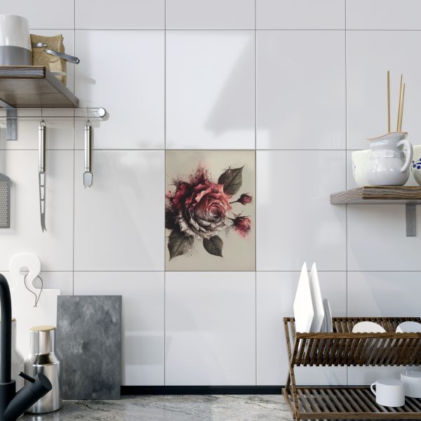 Elegant Floral Ceramic Photo Tile, Rose Art Decor, Custom Home Gift, Wall Art - Image 3