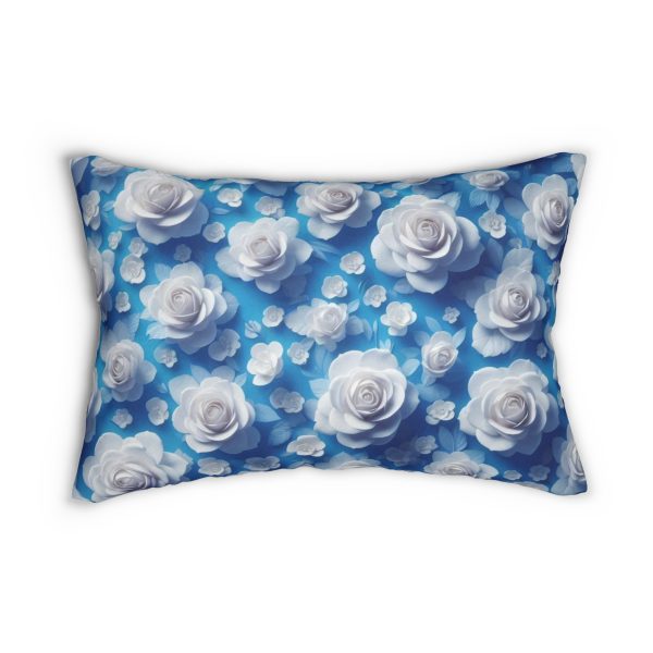 Floral Blue Lumbar Pillow, Decorative Couch Cushion, Cozy Home Accent - Image 5