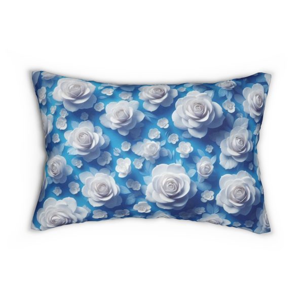 Floral Blue Lumbar Pillow, Decorative Couch Cushion, Cozy Home Accent - Image 4