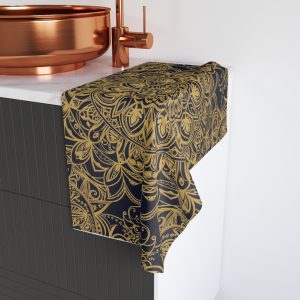 Elegant Gold Mandala Hand Towel | Bohemian Bath Decor, Spa Gift, Home Accessory