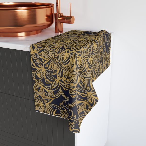 Elegant Gold Mandala Hand Towel | Bohemian Bath Decor, Spa Gift, Home Accessory