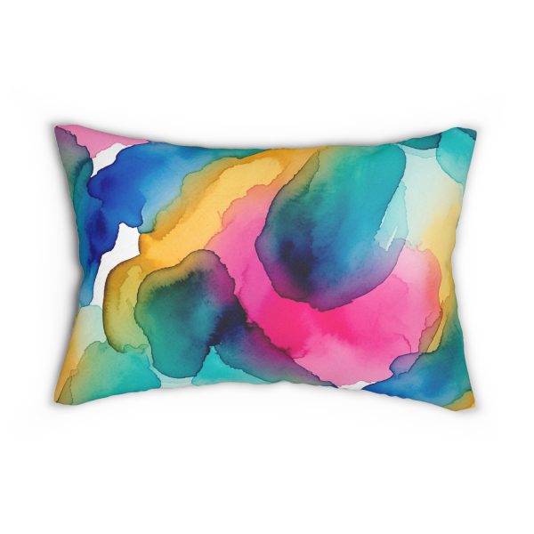 Vibrant Watercolor Lumbar Pillow, Decorative Cushion, Home Decor Accent, Colorful Throw Pillow - Image 4