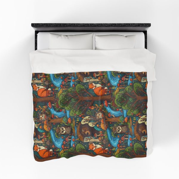 Nature-Inspired Velveteen Plush Blanket, Cozy Forest Animals Throw, Gift for Wilderness Lovers, Camping - Image 6