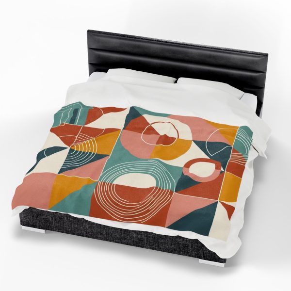 Cozy Geometric Velveteen Blanket, Modern Home Decor, Gift for Christmas, Warm Throw Blanket - Image 4