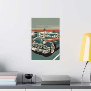 Vintage Car Satin Poster, Retro Wall Art, Classic Automobile Print, Home Decor, Gift for Car Lovers