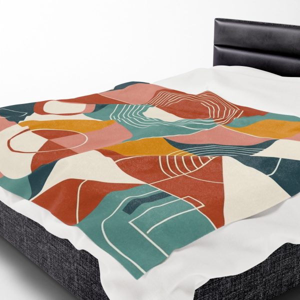 Cozy Geometric Velveteen Blanket, Modern Home Decor, Gift for Christmas, Warm Throw Blanket - Image 6