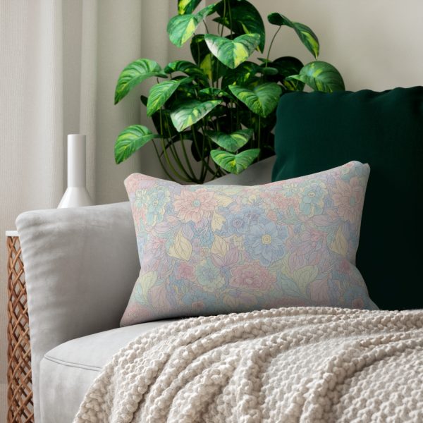 Pastel Floral Lumbar Pillow - Decorative Home Accent, Cozy Sofa Cushion, Gift for Flower Lovers - Image 2