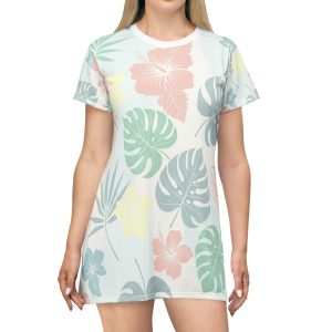 Tropical Floral T-Shirt Dress, Casual Summer Wear, Vacation Outfit, Best Gift for Her