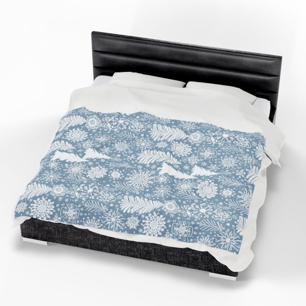 Cozy Winter Velveteen Plush Blanket | Soft Snowflake Print for Home Decor, Holiday Gift, - Image 3