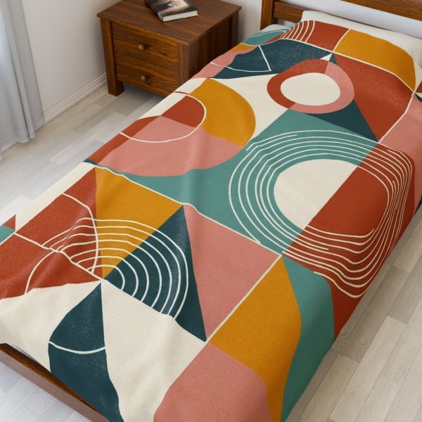 Cozy Geometric Velveteen Blanket, Modern Home Decor, Gift for Christmas, Warm Throw Blanket