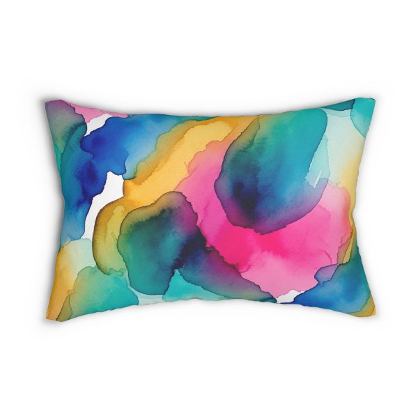 Vibrant Watercolor Lumbar Pillow, Decorative Cushion, Home Decor Accent, Colorful Throw Pillow - Image 5
