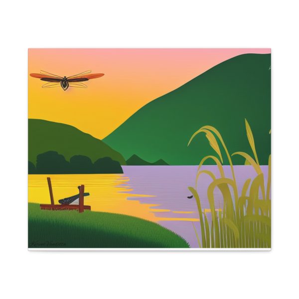 Vibrant Nature Canvas Print, Lake and Dragonfly Art, Home Decor, Wall Art, Gift for Nature Lovers - Image 5