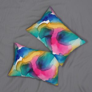 Vibrant Watercolor Lumbar Pillow, Decorative Cushion, Home Decor Accent, Colorful Throw Pillow