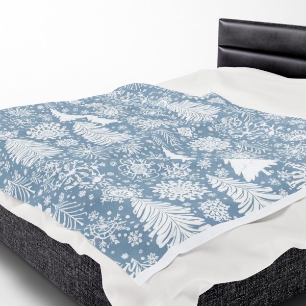 Cozy Winter Velveteen Plush Blanket | Soft Snowflake Print for Home Decor, Holiday Gift, - Image 2