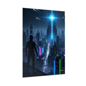 Futuristic Cityscape Rolled Poster, Sci-Fi Wall Art, Digital Artwork, Home Decor, Gift for Nerds