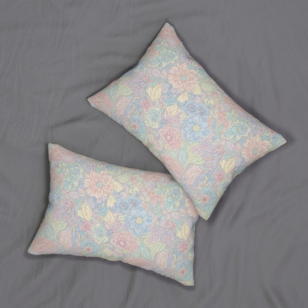 Pastel Floral Lumbar Pillow - Decorative Home Accent, Cozy Sofa Cushion, Gift for Flower Lovers