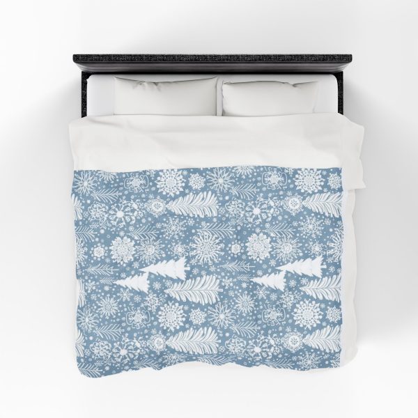 Cozy Winter Velveteen Plush Blanket | Soft Snowflake Print for Home Decor, Holiday Gift, - Image 5