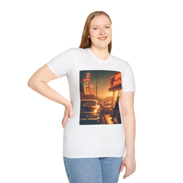 Vintage Diner Graphic Tee, Retro Softstyle T-Shirt, Unisex Casual Wear, Perfect for Road - Image 4