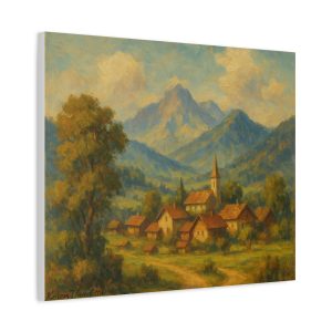 Mountain Village Canvas Art, Scenic Landscape, Home Decor, Wall Art, Rustic Wall Decor