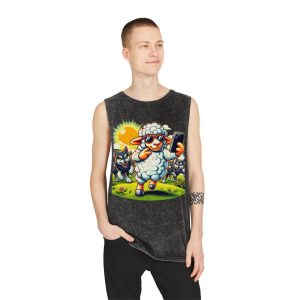 Playful Sheep Tank Top for Animal Lovers, Summer Graphic Tee, Cute Fashion, Gift for Pet Owners