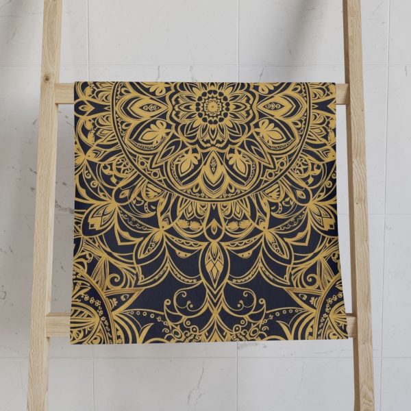 Elegant Gold Mandala Hand Towel | Bohemian Bath Decor, Spa Gift, Home Accessory - Image 3