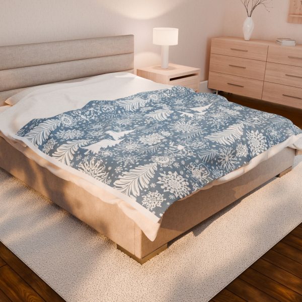 Cozy Winter Velveteen Plush Blanket | Soft Snowflake Print for Home Decor, Holiday Gift, - Image 6